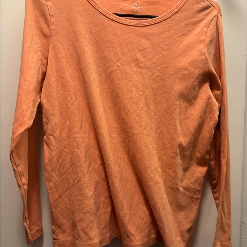 St. John's Bay Warm Coral Long Sleeve Top